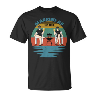Married AF Grilling Custom T-Shirt - Gift for Couples - Thegiftio UK