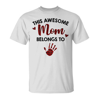 Mom Belongs To Kids and Pet Red Plaid Custom T-Shirt - Gift - Thegiftio UK