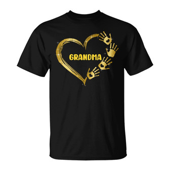Mom Grandma Colorful Heart Hand Print Custom Shirt - Gift - Thegiftio UK