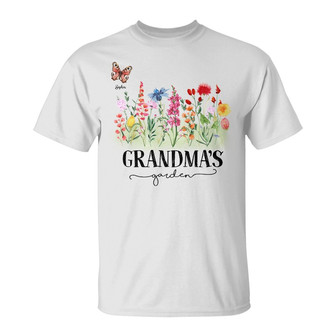Mom's Grandma's Garden Butterflies Custom T-Shirt - Thegiftio UK