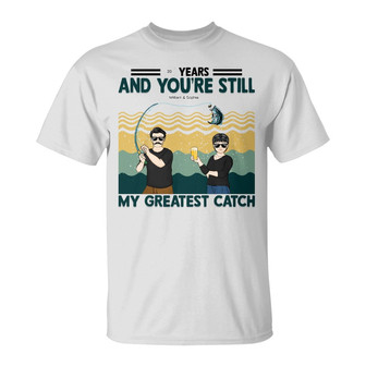 My Greatest Catch Personalized T-Shirt - Gift for Couples - Thegiftio UK