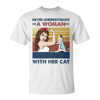 Never Underestimate Strong Cat Mom Custom T-Shirt - Gift - Thegiftio UK