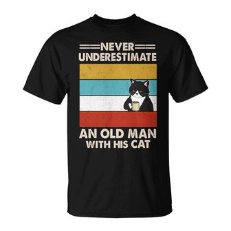 Old Man Grumpy Cat Retro Custom T-Shirt - Cat Lovers Gift - Thegiftio UK