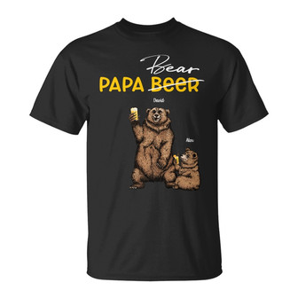 Papa Beer Papa Bear Custom T-Shirt - Funny Gift for Dad - Thegiftio UK