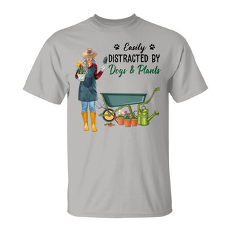 Peeking Dogs And Gardening Girl Custom T-Shirt - Thegiftio UK