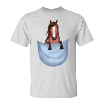 Peeking Horse Pocket Custom T-Shirt - Gift for Horse Lovers - Thegiftio UK