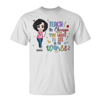 Personalized Back To School Teach Change World T Shirt - Thegiftio UK