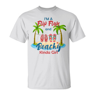 Personalized Beach Flip Flops Girl White T Shirt - Thegiftio UK