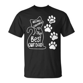 Personalized Best Cat Dad Christmas T Shirt - Thegiftio UK