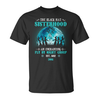 Personalized Black Hat Sisterhood Witch Halloween T Shirt - Thegiftio UK