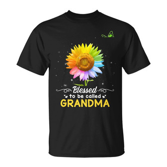 Personalized Blessed Butterfly Sunflower Mom Grandma T Shirt - Thegiftio UK
