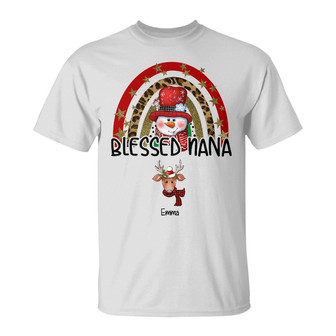 Personalized Blessed Grandma Nana Christmas T Shirt - Thegiftio UK