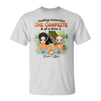 Personalized Camping Campsite Memory Couple T Shirt - Thegiftio UK