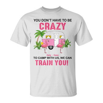 Personalized Camping Friends Flamingo T Shirt - Thegiftio UK