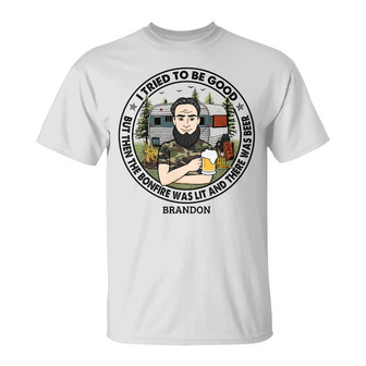 Personalized Camping Try To Be Good T Shirt - Thegiftio UK