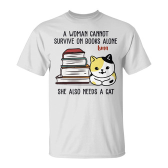 Personalized Cat And Books T Shirt - Thegiftio UK
