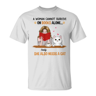 Personalized Cat And Books T Shirt - Thegiftio UK