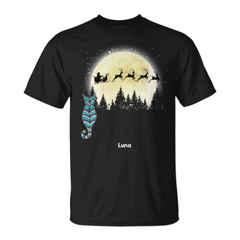 Personalized Cat Christmas Watching Santa T Shirt - Thegiftio UK