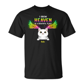 Personalized Cat Memorial Heaven Is A Beautiful Place T Shirt - Thegiftio UK