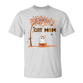Personalized Cat Mom Fall Halloween T Shirt - Thegiftio UK