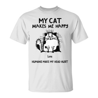 Personalized Cats Make Me Happy T Shirt - Thegiftio UK