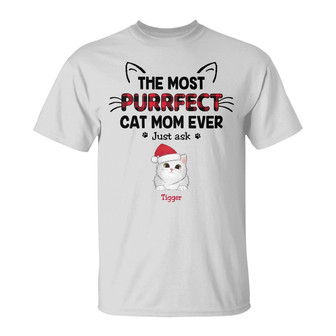Personalized Christmas Cat Mom T Shirt - Thegiftio UK