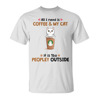 Personalized Coffee Cat Mom Grandma T Shirt - Thegiftio UK