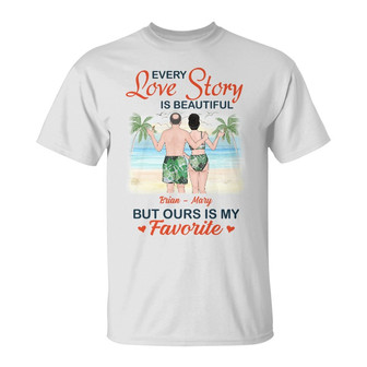 Personalized Couple Beach Love Story T Shirt - Thegiftio UK