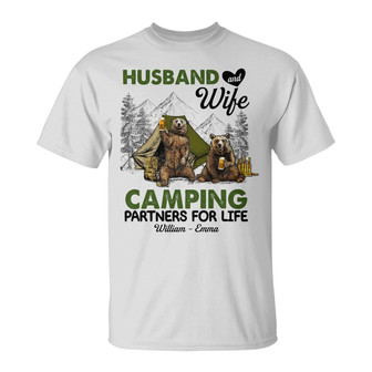 Personalized Couple Bear Husband Wife Camping T Shirt - Thegiftio UK