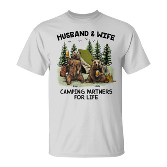 Personalized Couple Bear Husband Wife Camping T Shirt - Thegiftio UK