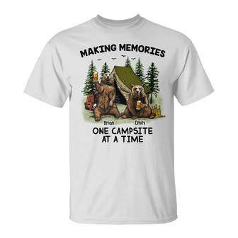 Personalized Couple Bear Husband Wife Camping T Shirt - Thegiftio UK