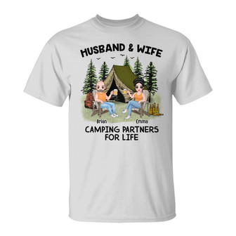 Personalized Birthday Gift For Camping Partner Husband Wife Camping Lovers, Couple Camping Partners T Shirt - Thegiftio UK