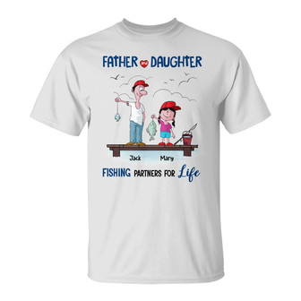 Personalized Dad And Daughter Fishing Partners T Shirt - Thegiftio UK