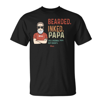 Personalized Dad Grandpa Bearded T Shirt - Thegiftio UK