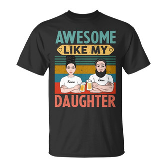 Personalized Christmas Gift Idea for Beloved Daddy Dad Grandpa, Awesome Like My Daughters T Shirt - Thegiftio UK