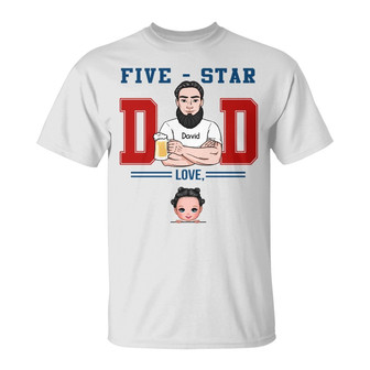 Personalized Dad Grandpa Five Star T Shirt - Thegiftio UK