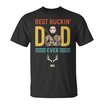 Personalized Hunting Fathers Day Gift, Best Buckin' Dad Ever Deer T Shirt - Thegiftio UK