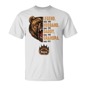 Personalized Dad Grandpa Husband Bear T Shirt - Thegiftio UK