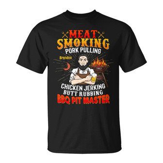 Personalized Dad Grill Meat Smoking BBQ T Shirt - Thegiftio UK