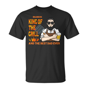 Personalized Dad King Of The Grill BBQ T Shirt - Thegiftio UK