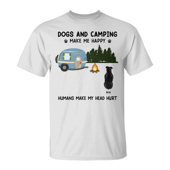 Personalized Dog And Camping Make Me Happy T Shirt - Thegiftio UK