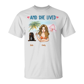 Personalized Dog And Girl Beach T Shirt - Thegiftio UK