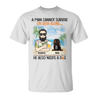Personalized Dog Dad Beach T Shirt - Thegiftio UK