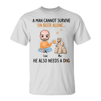 Personalized Dog Dad Gift, Gift for Dog Dad, Beer Lovers Gift, Beer Dog Dad T Shirt - Thegiftio UK