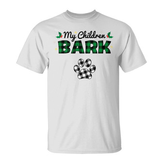 Personalized Dog Mom My Children Bark Buffalo Plaid T Shirt - Thegiftio UK