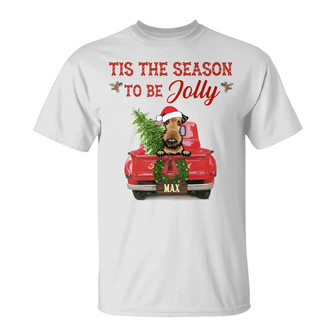 Personalized Dog Red Truck Jolly Christmas T Shirt - Thegiftio UK