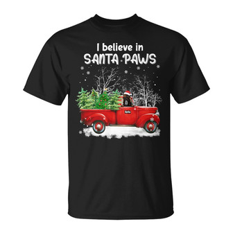 Personalized Dog Red Truck Santa Paws Christmas T Shirt - Thegiftio UK