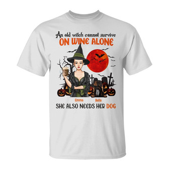 Personalized Dog Witch Fall Halloween T Shirt - Thegiftio UK