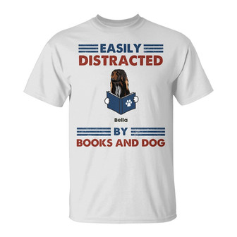 Personalized Easily Distracted By Book And Dog T Shirt - Thegiftio UK