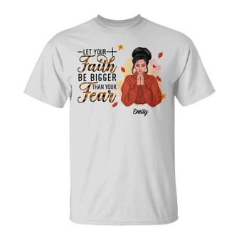 Personalized Faith Over Fear Fall Halloween Girl T Shirt - Thegiftio UK